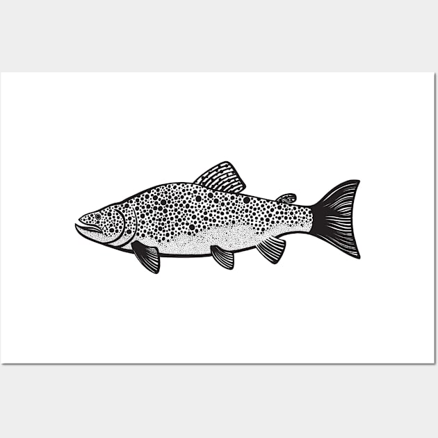 Brown Trout - hand drawn fish design Wall Art by Green Paladin